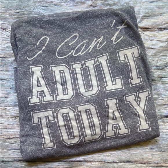 Freeze Tops - Freeze Gray Long Sleeve T-Shirt “I Can't Adult Today” Casual Style
